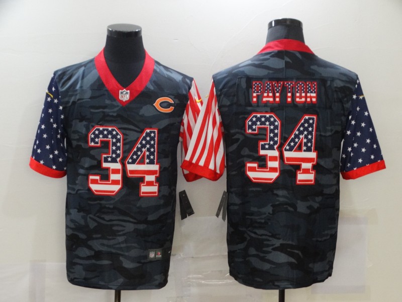 Men's Chicago Bears Walter Payton #34 Gray Camouflage Jersey